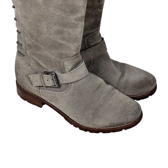 Sofft Selden Lace Up Riding Boots SZ 7 Gray Suede Western Renaissance Pirate - Picture 7 of 14